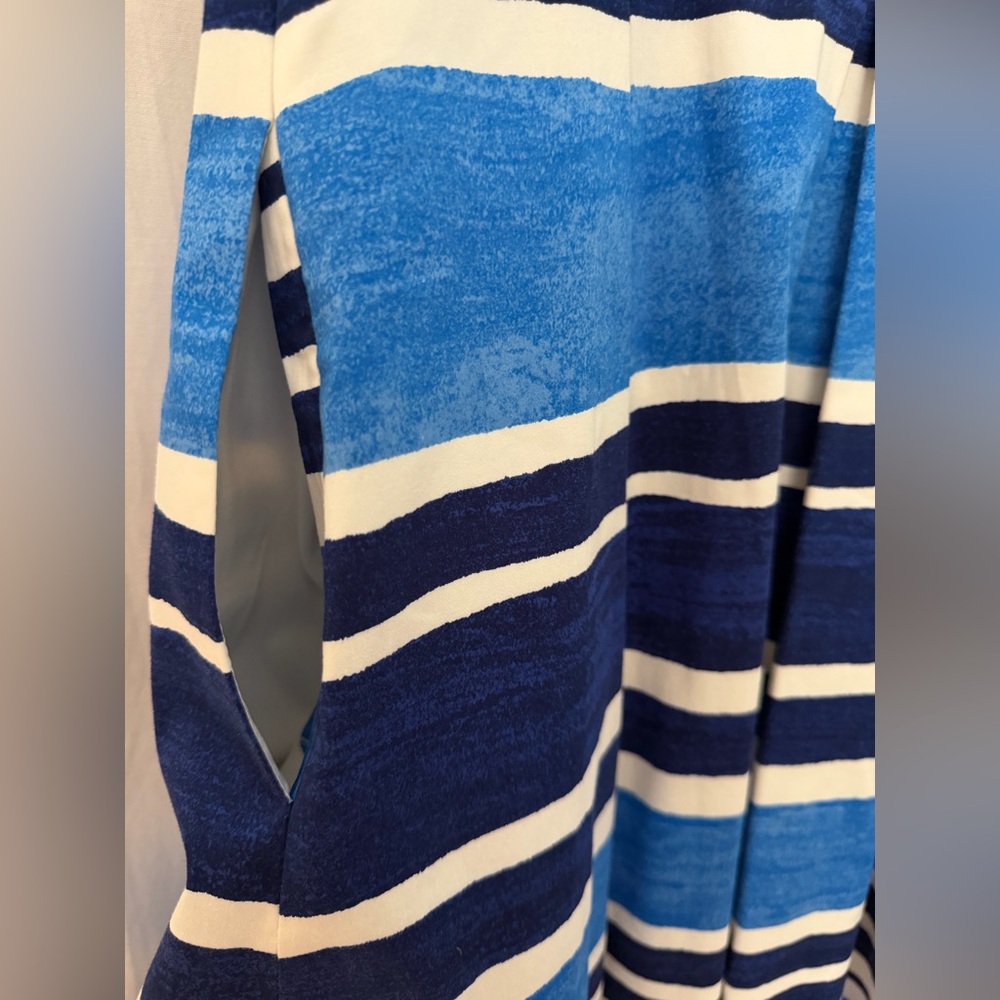 Kate Spade New York “Mariella” Striped Dress with Pleated Flare Skirt - Blue - 4 - Picture 7 of 16